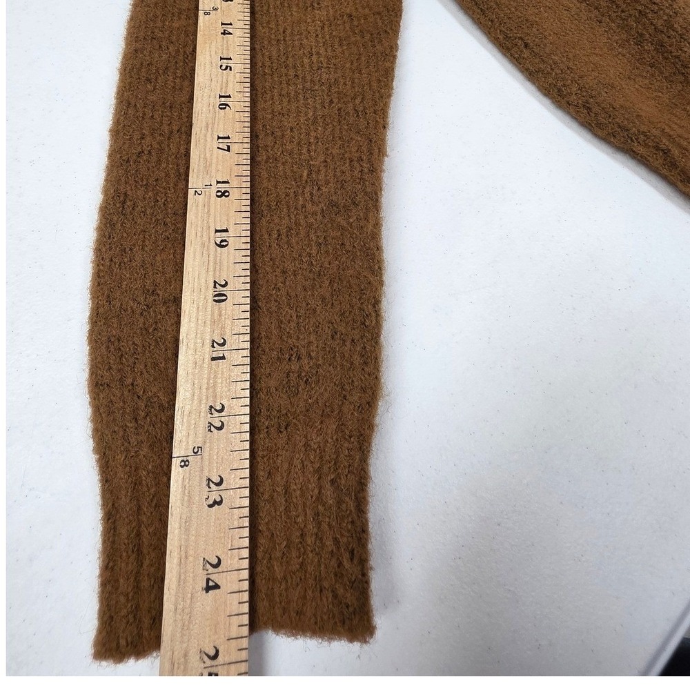 Brown Wool Blend Button Front Cardigan Sweater XXL Textured Knit Crew Neck Cozy - Picture 7 of 7